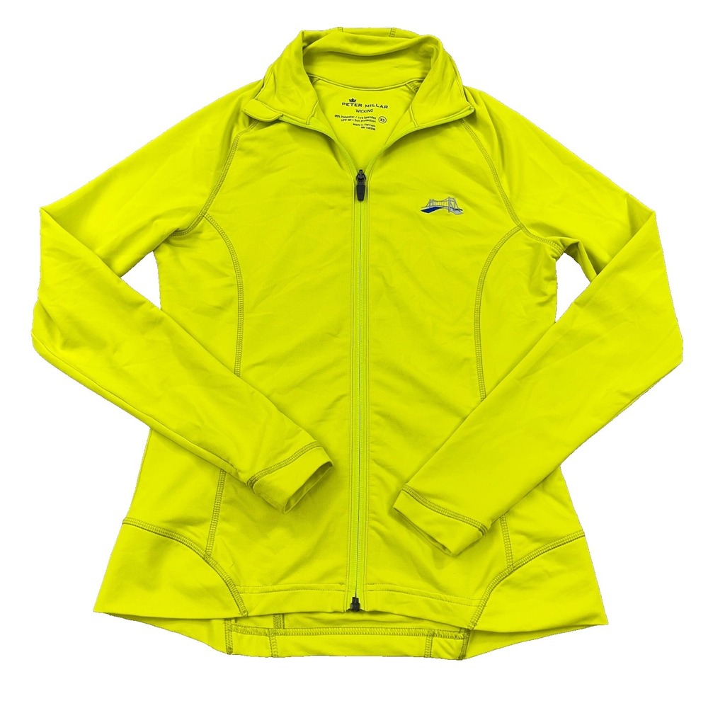 Peter Millar Jacket Women XS Neon Green Full Zip Sweater Wicking Performance
